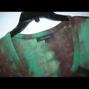 Karen Kane tie dyed green-brown shirt dress size large